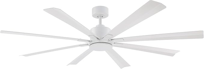 Modern Forms Size Matters Indoor and Outdoor 8-Blade 65in Smart Ceiling Fan in Matte White with Remote Control with Alexa and iOS or Android App