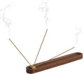 Wood Incense Holder for Sticks with Ash Catcher, 7.2 Inch Brass Incense Burner with 3 Holes, Wooden Incense Stick Holder for Meditation, Yoga, SPA & Home Decor