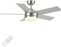 YUHAO 44 Inch Brushed Nickel Ceiling Fan with Light and Remote Control.Noiseless,Dimmable,3CCT,6 Speeds Reversible, DC Ceiling Fans for Indoor or Covered Outdoor Use.ETL Listed