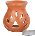 Pure Source India Ceramic Essential Oil Burner Wax Melt Burners |Aromatherapy| Ceramic Oil Diffuser| Candle Tealight Holder (Set of 1) Home Bedroom Decor Christmas Housewarming Gift, Orange