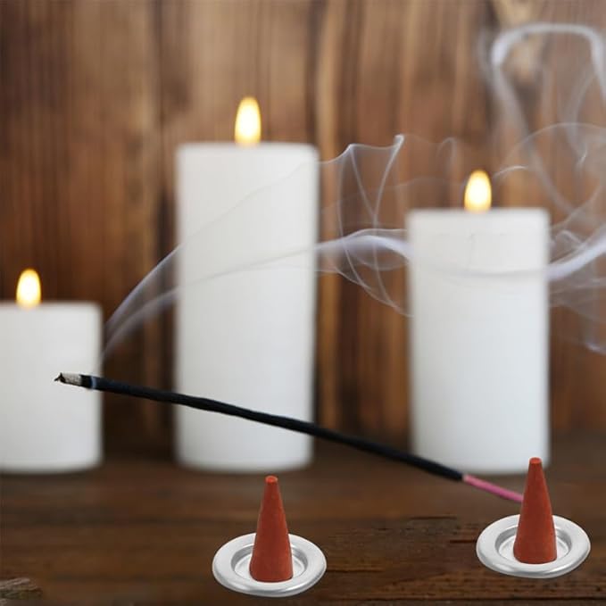 DECHOUS Metal Incense Tray Holder 10-Pack Small Tower Incense Burner Trays 1.2 Inch for Home Aromatherapy Yoga Meditation and Home D Cor
