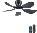 Kviflon 36 Inch Modern Ceiling Fans with Lights, Small Flush Mount Ceiling Fan, Remote/APP Control, 5 Reversible Curved Blades, 6 Speeds, 3 CCT Dimmable Lights for Kids Room Bedroom, Black