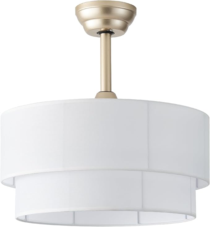20" Boho Ceiling Fans with Lights, Fabric Fandelier Chandelier Ceiling Fan with Light Remote Control, Caged with 6 Speeds for Bedroom, Nursery(White)