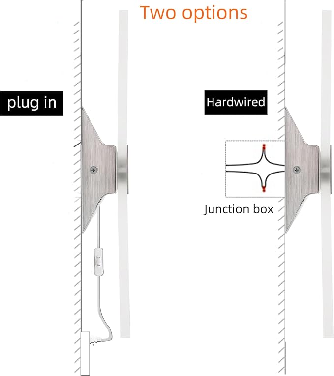 KICAAO Wall Sconces, Modern Wall Sconce Plug in 10W 6000K Cool White Acrylic Wall Lights with 6FT/180cm Plug in Cord and On/Off Switch on The Cord (1 Pack)