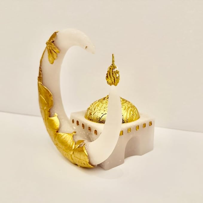 Premium Bakhoor Burner Gold/White – Elegant Decorative Incense Holder for Home & Ramadan Use (Hilal Gold)