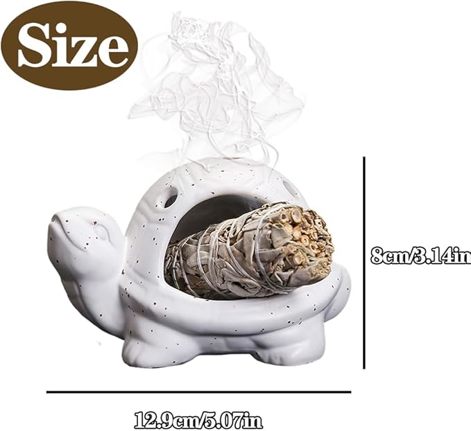 Turtle Palo Santo Holder Ceramic Palo Santo Burner Sage Holder for Burning,Sea Turtle Incense Holder for Wood Sticks Incense Cones and Sage,Incense Burner for Yoga Zen Meditation Altar Decor (D)