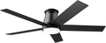 wurzee 52" Flush Mount Low Profile Ceiling Fan, Black, 6 Speeds DC Reversible Motor, Timing, Dimmable for Indoor, Patio, Porch, Garage, Shop, Factory, Warehouse