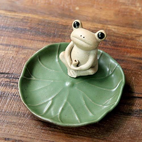 Sizikato Cute Frog Incense Burner Incense Holder with Lotus Leaf Tray.