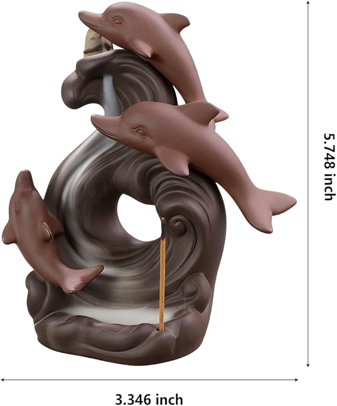 Incense Burner Backflow Ceramic Incense Holder Handmade Purple Sands Incense Sticks Censer for Home Decor Yoga Craftwork Figurine (A)