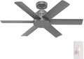 Hunter Kennicott, Outdoor or Indoor, Ceiling Fan, 44 inch, Matte Silver | SureSpeed high velocity airflow and no-light design suit covered patios, porches, offices, or small rooms with easy setup.