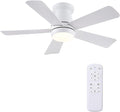 Hounberi 40" Low Profile Ceiling Fan with Light and Remote, Flush Mount White Modern Fan for Low Ceilings, Quiet Reversible Motor, 3-CCT Dimmable Lighting for Bedroom & Living Room