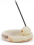 Incense Holder for Sticks, Natural Marble Incense Burner Ash Catcher Plate for Palo Santo, Sage, Meditation, Yoga and Home Decor - Green Onyx