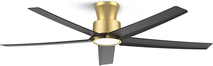 ocioc 52 inch Ceiling Fans with Lights, Large Air Volume Ceiling Fans with Reversible Quiet DC Motor and Remote（Black-Gold）