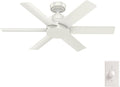 Hunter 44 inch Outdoor or Indoor Ceiling Fan No Light - White Ceiling Fan without Light, For Patio, Porch, Garage, or Living Room, Standard Mount, 6 Blades, Wall Control - Kennicott 59614, Fresh White