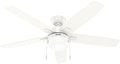Hunter 52 inch Indoor Ceiling Fan with LED Light - White Ceiling Fan with Pull Chain, for Bedroom or Living Room, Standard Mount, No Remote, 5 Blades, Includes Bulbs - Anisten 52487, Fresh White | Standard Mount, Pull Chain, 5 Blades, For Bedroom, Livi...