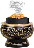 ARO VATIKA Incense Brass Burner (Black) | Used for Burning Charcoal, Sambrani, Dhoop & Resin | for Office Temple Prayer | Wooden Coasterto Hold | Home Purifying Loban Stand