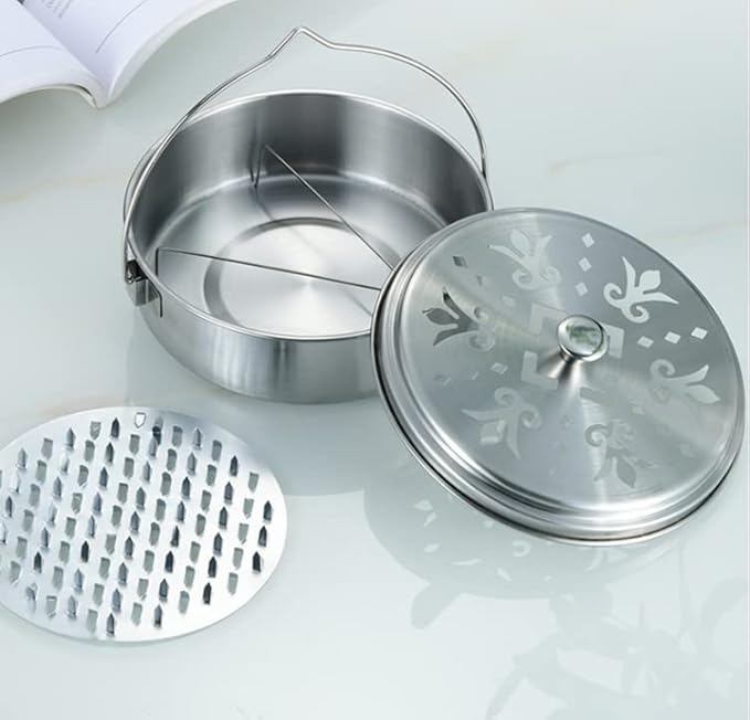 2 Portable Mosquito Coil Holder, Mosquito Incense Box Sandalwood Holder with Handle, Fireproof Incense Burner for Home Silver 2t