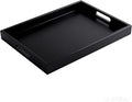 Krismax Wooden Serving Tray with Handles, Serving Platter 15.7x11.4 Inch Food Drinks Tray for Coffee Table,Decorative Storage Tray for Entertaining, Breakfast Tray in Bed,Lunch,Dinner,BBQ(Black)