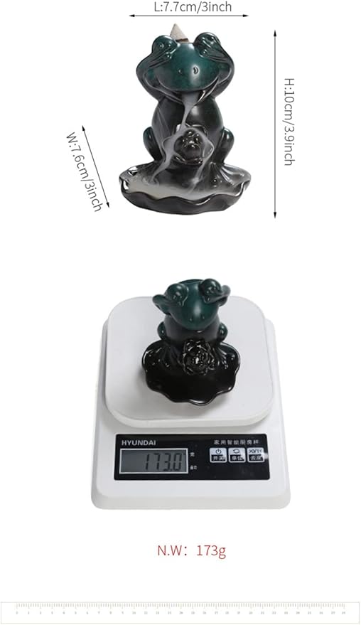 Creative Frog Shape Series Backflow Incense Burner Smoke Waterfall Lotus Ceramic Aromatherapy Incense Holder Handicraft Home Decoration Ornaments (No See)