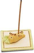 Charming Animal Series Ceramic Incense Holder, Japanese Pottery, Perfect for Relaxation and Concentration, Made in Japan (Four Leaf and Cat)