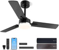 LANMEL Ceiling Fan with Light, Modern Flush Mount Low Profile with Remote Control, Reversible, 3CCT Dimmable, Quiet,LED for Bedroom, Living Room, Indoor/Outdoor Patio Use 42 Inch Silver & Black