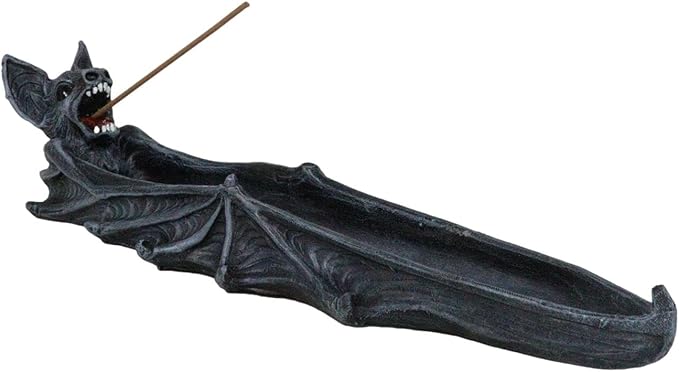 Ebros Gift Gothic Gargoyle Cathedric Bat Vampire Incense Stick Holder with Celtic Knotwork Figurine Halloween Macabre Halloween Metaphysical Accent