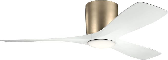 Kichler Volos 48” Indoor Ceiling Fan with LED Light and Wall Control in Champagne Bronze, Contemporary Ceiling Fan with Light, 300032CPZ