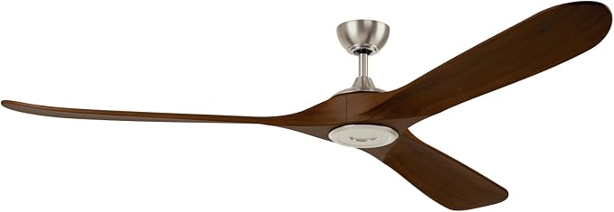 KICHLER Mylo 80 in Ceiling Fan with Light, 6-Speed Remote Control Modern Indoor Outdoor Damp Rated Fan with Satin Etched Cased Opal Glass in Brushed Nickel, 310580NI