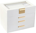 BOOVO Jewelry Boxes for Women, White and Black 6 Layer Large Jewelry Box for Necklace, Bracelet, Earrings, Rings Storage, Jewelry holder Organizer for Girls Gift (Clear White, 4 layer)