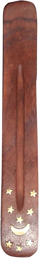 Bless-International Traditional-Handmade-Burner Wooden-Incense-Stick-Holder Ash-Catcher-Stand for-Aromatherapy-Meditation-Yoga (Incense Holder 10 inch(2 pcs))