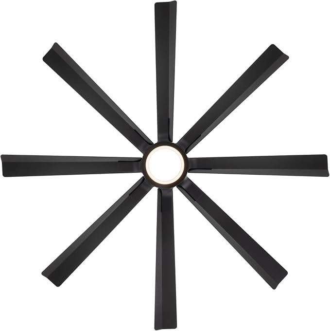 Modern Forms Size Matters Indoor or Outdoor 8-Blade 56in Smart Ceiling Fan in Matte Black with Adjustable CCT 2700-3000-4000-5000K LED Light Kit and Remote Control