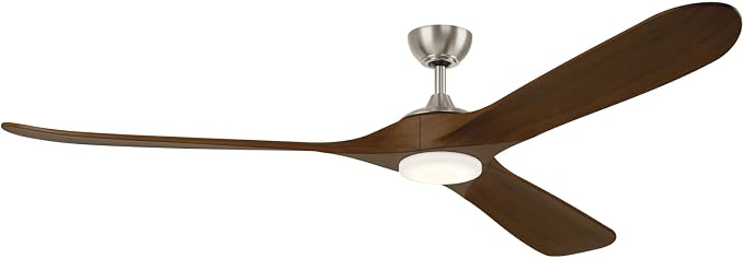 KICHLER Mylo 80 in Ceiling Fan with Light, 6-Speed Remote Control Modern Indoor Outdoor Damp Rated Fan with Satin Etched Cased Opal Glass in Brushed Nickel, 310580NI