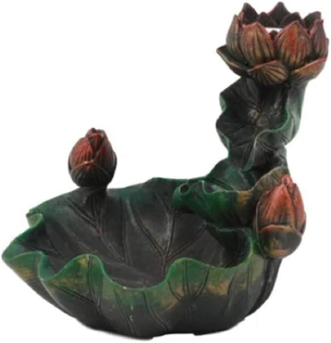 Pacific Giftware Meditation Auspicious Lotus Back Flow Cone and Stick Incense Burner Holder Infuser