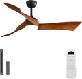 Sofucor 52 Inch Ceiling Fan with Light and Remote, Modern 3 Solid Wood Blades Ceiling Fan, 6 Speeds 5500CFM, Dimmable 3-Color LED with Memory, Timer & Quiet & Reversible DC Motor, ETL, Walnut Wood