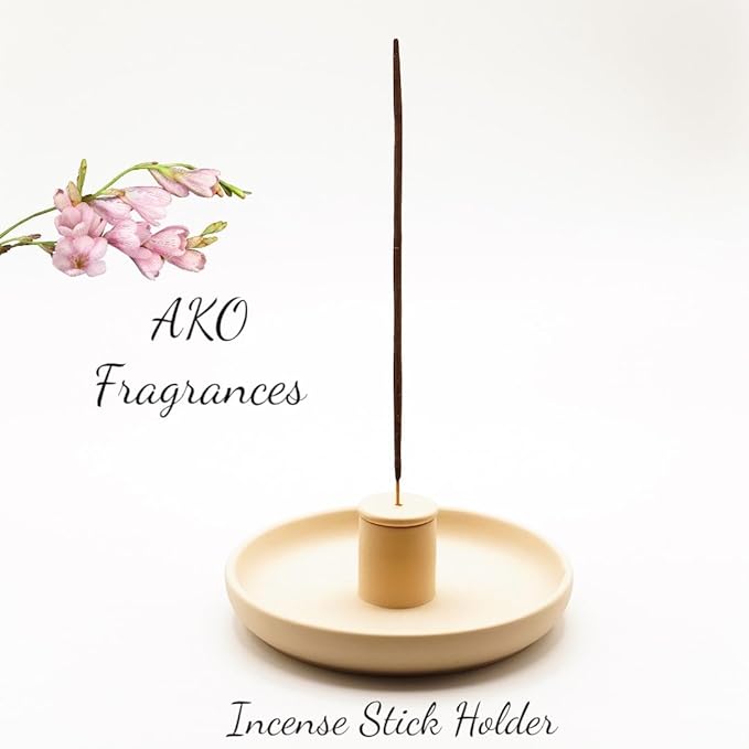 4 in 1 Incense Burner Holder - Multi-Purpose Ceramic Incense Stick Holder, Palo Santo Holder for Clean Burning, Sage Meditation Burner Set, Candle Holder for Aromatherapy (Matte Beige)