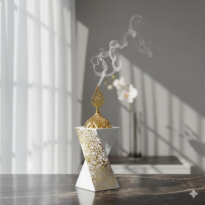 Charcoal Incense Burner, Frankincense Resin Incense Burner, Incense Burner for Yoga, Spa Aromatherapy，Office & Home Decor Gifts Bakhoor Burner (8.26 inch / 21 cm Height)