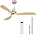 Sofucor 52 Inch Ceiling Fans with Lights and Remote, Solid Wood Indoor Outdoor Ceiling Fan, Quiet Reversible DC Motor, Modern 3 Blade Ceiling Fan for Bedroom Patio Living Room