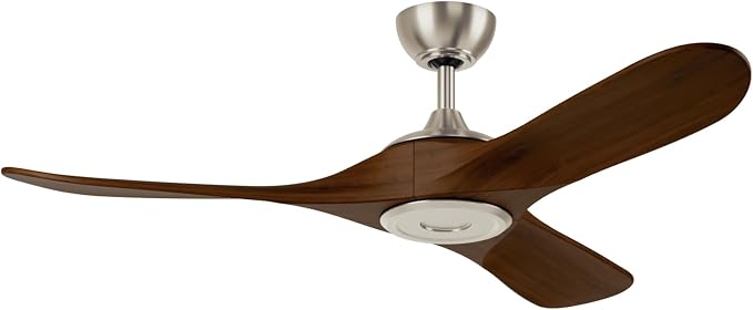 KICHLER Mylo 52 in Modern Ceiling Fan with Light and Remote Control, 6-Speed Indoor Fan with Satin Etched Cased Opal Glass and Natural Walnut Wood Blades in Brushed Nickel, 310552NI