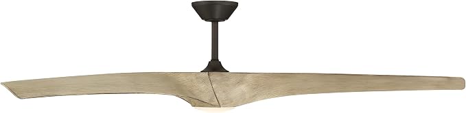 Modern Forms Zephyr 3 Blade 72 in. Indoor and Outdoor Smart Downrod Ceiling Fan with Remote Control - Integrated LED Selectable 4CCT 2700K-3000K-4000K-5000K - Bronze/White Oak