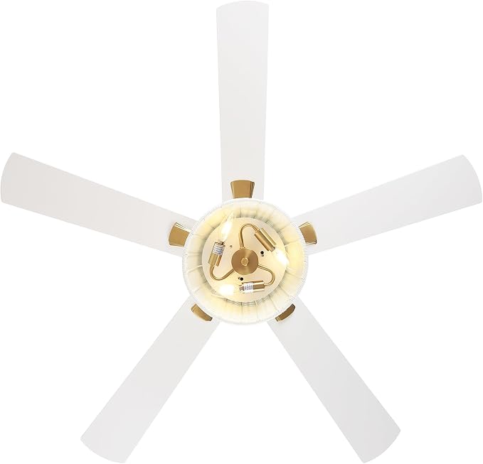 52 Inch Boho Rattan Ceiling Fan with Light and Remote, White Farmhouse Caged Ceiling Fan, 6-Speed Reversible DC Motor, Quiet Flush Mount Ceiling Fan for Bedroom Living Room Patio Indoor Outdoor