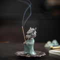 Lucky Dragon Incense Holder with 30 Incense Sticks, Handmade Incense Stick Burner, Lotus Flower Base, Elegant Home Office Decoration Accessories