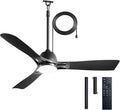 Amico Outdoor Ceiling Fan with Light for Patios, IP65 Waterproof Gazebo Fan Remote Control,3CCT, 6 Speeds, Hook Hanging Plug in Ceiling Fan for Patio Porch Pergola Garage Canopy (52 Inch)