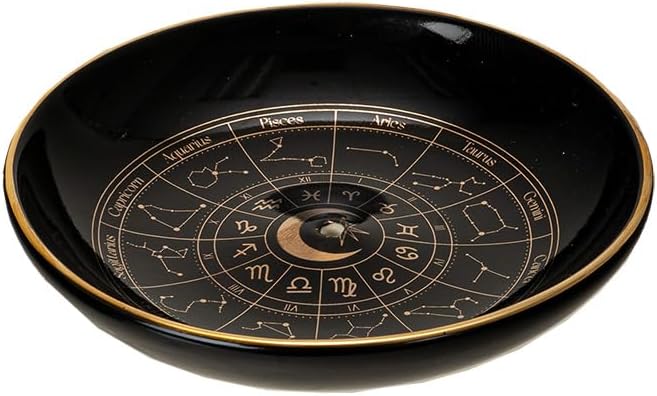 Pacific Giftware Astrology Wheel Incense Holder Ceramic Zodiac Constellation Design Ideal for Aromatherapy and Home Decor 3.62" x 3.62"