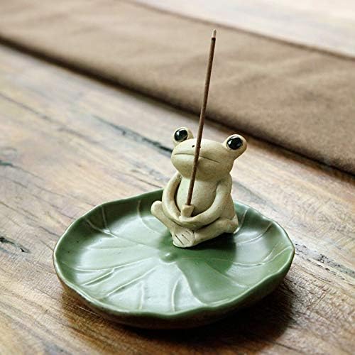 Sizikato Cute Frog Incense Burner Incense Holder with Lotus Leaf Tray.