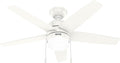 Hunter Bardot, Indoor, Ceiling Fan, Modern, 5 Blades, 44 inch, Fresh White | with LED Light and Pull Chain, Standard Mount, For Bedroom, Living Room, Kitchen, 52494
