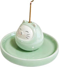 Ceramic Cat Incense Holder for Stick Incense, Cute Animal Incense Burner with Tray, Indoor Aromatherapy Decor for Home, Desk, Meditation & Relaxation