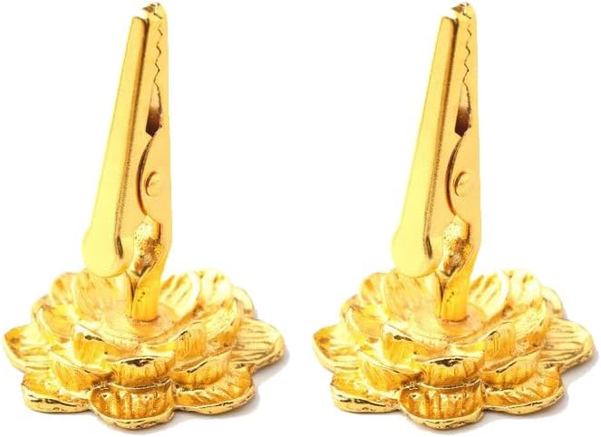Incense Holder Clip 45x30mm Incense Coil Spiral Burner Incense Stick Standing Clamp with Lotus Base Buddhism Supplies Tabletop Decor for Home Office, Pack of 2