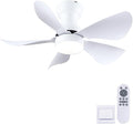 Kviflon 30 Inch Ceiling Fans with Lights and Remote Control, Flush Mount Ceiling Fans with 5 Reversible Curved Blades, 3 Colors Dimmable 6 Speeds Ceiling Fan for Bedroom Kitchen Dining Room, White