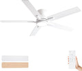 Sevenine 52'' White Flush Mount Ceiling Fan with Light & Remote, ETL Listed | 6 Speed, Quiet DC Motor, 3-Level Timer Function, 3 Color Temperature, Forward/Reserve For all Seasons, Indoor/Covered Outdoor