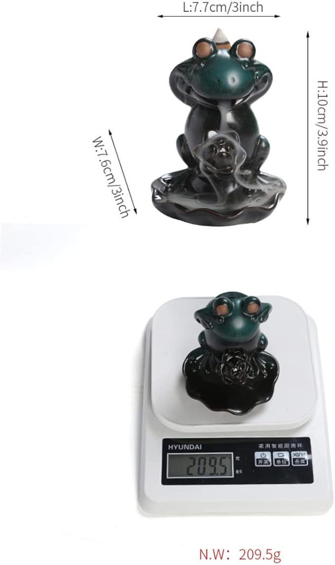 Creative Frog Shape Series Backflow Incense Burner Smoke Waterfall Lotus Ceramic Aromatherapy Incense Holder Handicraft Home Decoration Ornaments (Three No)